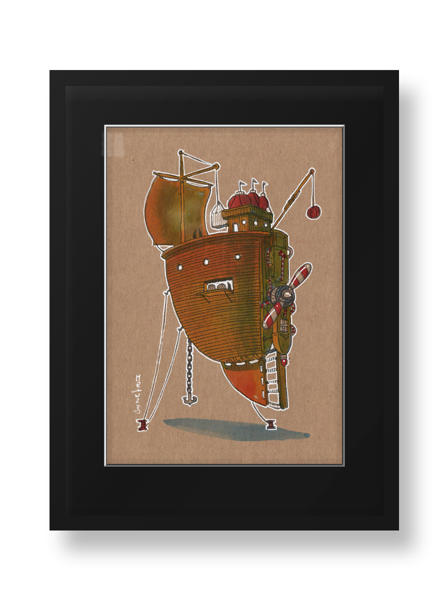 Gerahmte Zeichnung – Shipyard 01