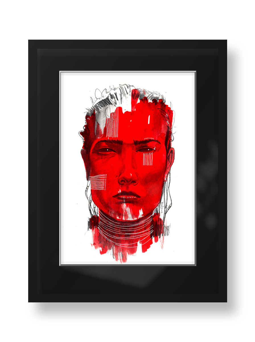 Rote Serie – Red Warrior 03 (gerahmt)